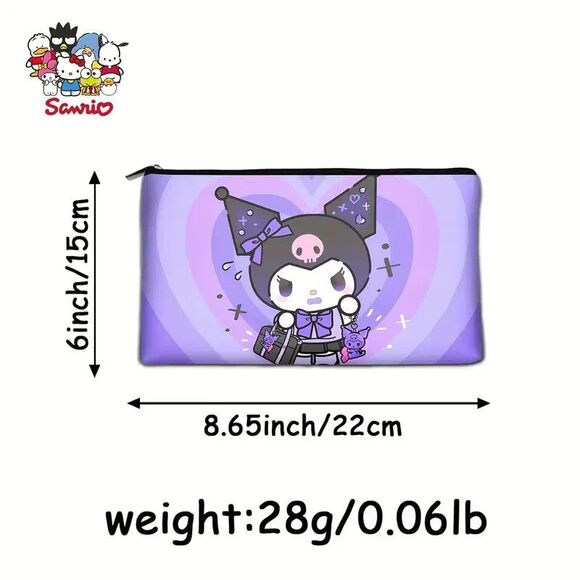 Sanrio Kuromi Purple Cosmetic Makeup Bag Large Capacity Zip Close New - Picture 2 of 2